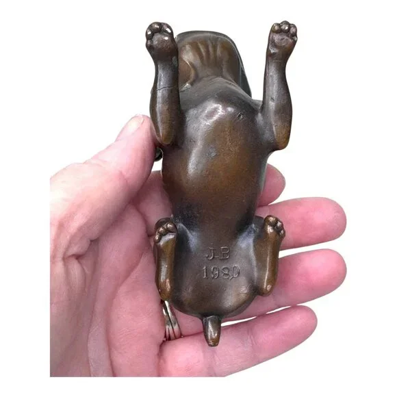 1920 ART Deco JENNINGS BROTHERS JB BRONZE Bulldog Cigar Ashtray Paperweight 1980